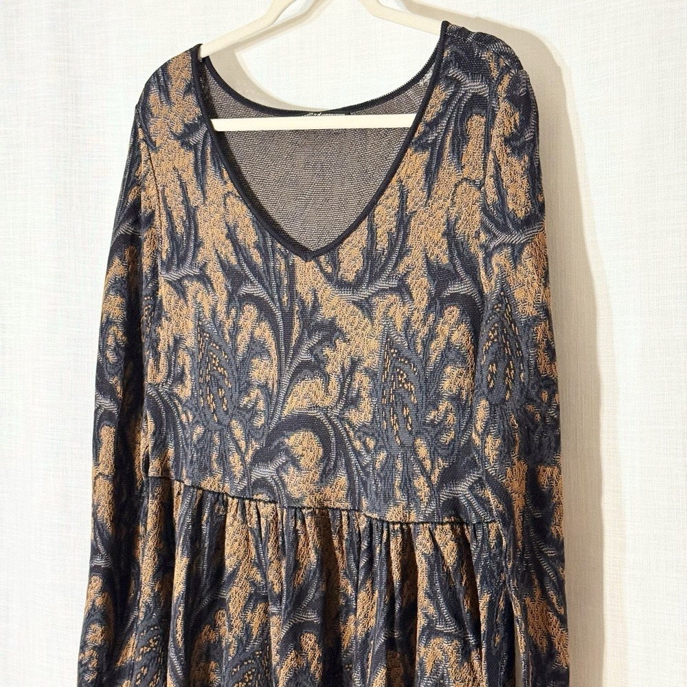 Peruvian Connection Martella Pima Cotton Jacquard Midi Dress XL Dark Academia - Picture 5 of 9